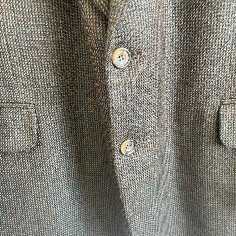 Oscar De La Renta Sport Coat Blazer Jacket Mens 46L Brown Wool Houndstooth Tweed - Picture 3 of 11